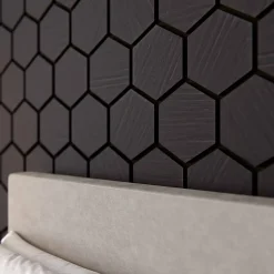 Lot de 2 Panneaux Hexagonaux H. 76 cm L. 62 cm - Chêne Noir Feutre Noir-Mon Marché Déco Sale