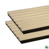 Forestea Lot de 2 Panneaux mural acoustic lamelles MDF chêne clair sur fond noir 2600 x 300 x 17 mm 1,56 M2