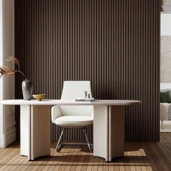 AICA Sanitaire Lot de 2 Panneaux Muraux Décoratifs Acoustiques Bois MDF 260x30cm Noyer AntiBruit, Facile à Poser