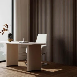 AICA Sanitaire Lot de 2 Panneaux Muraux Décoratifs Acoustiques Bois MDF 260x30cm Noyer AntiBruit, Facile à Poser