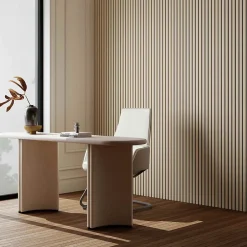 Lot de 3 Panneaux Muraux Décoratifs Acoustiques Bois MDF 260x30cm chêne naturel AntiBruit, Facile à Poser-AICA Sanitaire Hot