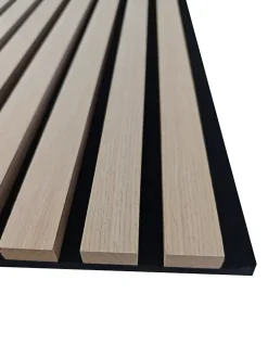 Lot de 3 Panneaux Muraux Décoratifs Acoustiques Bois MDF 260x30cm chêne naturel AntiBruit, Facile à Poser-AICA Sanitaire Hot