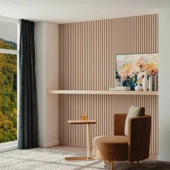 Lot de 2 Panneaux Muraux Décoratifs Acoustiques Bois MDF 120x60cm Chêne foncé AntiBruit, Facile à Poser-AICA Sanitaire New