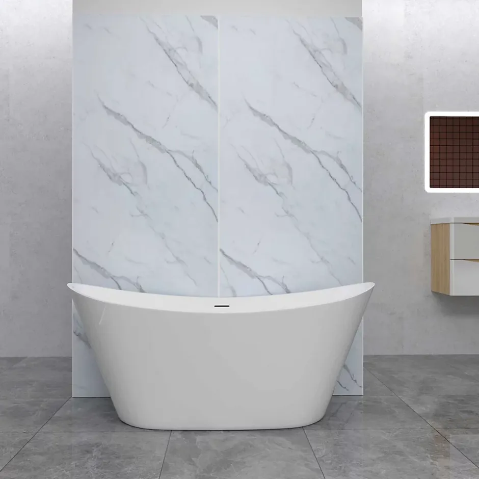 Lot de 2 panneaux muraux de douche effet Marbre en Aluminium avec 3 profilés,L100xL100xH210cm ,Protection murale,Antimoisissure-AICA Sanitaire Best