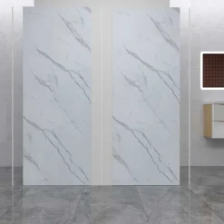 Lot de 2 panneaux muraux de douche effet Marbre en Aluminium avec 3 profilés,L100xL100xH210cm ,Protection murale,Antimoisissure-AICA Sanitaire Best
