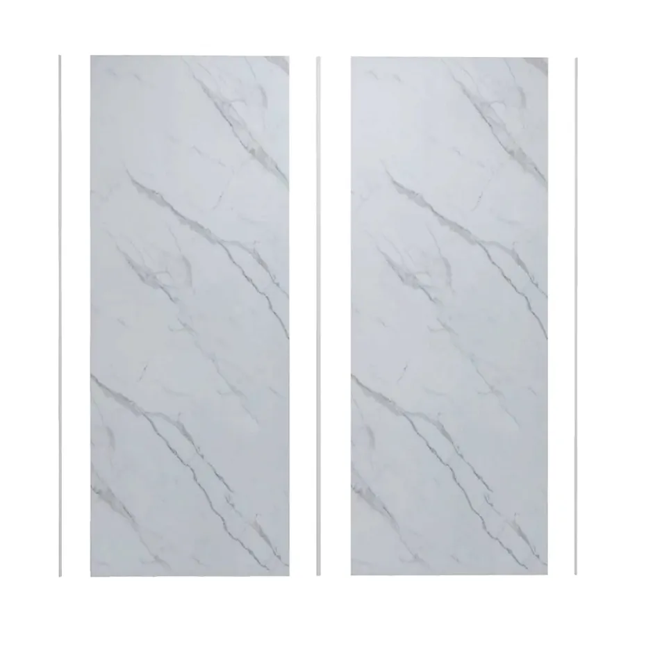 Lot de 2 panneaux muraux de douche effet Marbre en Aluminium avec 3 profilés,L100xL100xH210cm ,Protection murale,Antimoisissure-AICA Sanitaire Best