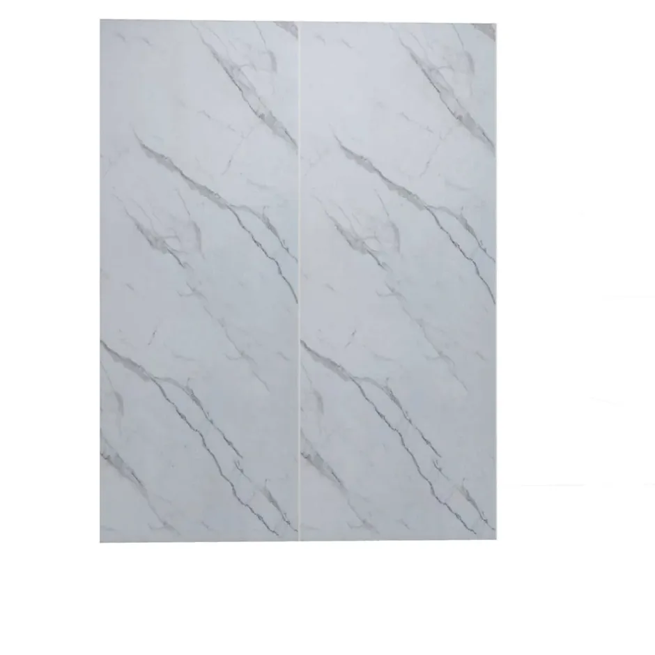 Lot de 2 panneaux muraux de douche effet Marbre en Aluminium avec 3 profilés,L100xL100xH210cm ,Protection murale,Antimoisissure-AICA Sanitaire Best