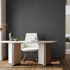 Lot de 2 Panneaux Muraux Décoratifs Acoustiques Bois MDF 260x30cm Chêne grisé AntiBruit, Facile à Poser-AICA Sanitaire Clearance