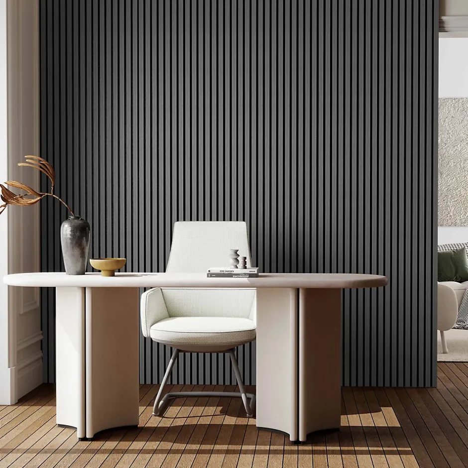 Lot de 2 Panneaux Muraux Décoratifs Acoustiques Bois MDF 260x30cm Chêne grisé AntiBruit, Facile à Poser-AICA Sanitaire Clearance