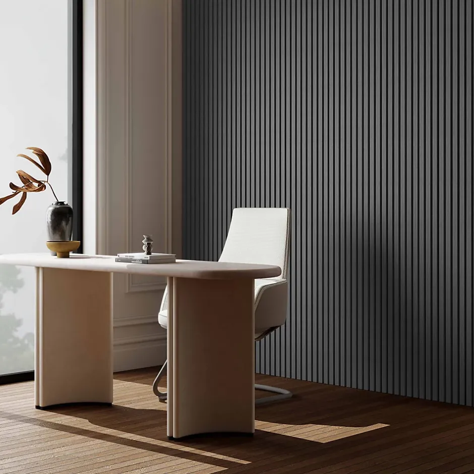 Lot de 2 Panneaux Muraux Décoratifs Acoustiques Bois MDF 260x30cm Chêne grisé AntiBruit, Facile à Poser-AICA Sanitaire Clearance