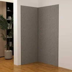 AICA Sanitaire Lot de 2 panneaux muraux de douche gris mural aluminium avec 3 profiles - L.90 x L.90 x H.210 cm - facile à nettoyer