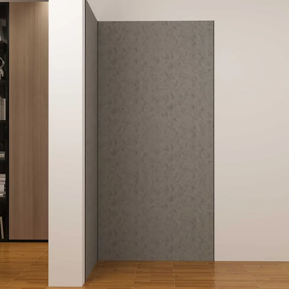 AICA Sanitaire Lot de 2 panneaux muraux de douche gris mural aluminium avec 3 profiles - L.90 x L.90 x H.210 cm - facile à nettoyer