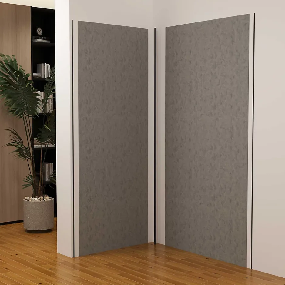 AICA Sanitaire Lot de 2 panneaux muraux de douche gris mural aluminium avec 3 profiles - L.90 x L.90 x H.210 cm - facile à nettoyer