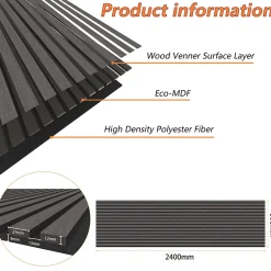 Lot de 3 Panneaux Muraux Décoratifs Acoustiques Bois MDF 240x60cm Chêne grisé AntiBruit, Facile à Poser-AICA Sanitaire Sale