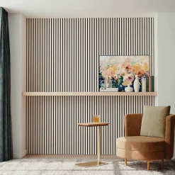 AICA Sanitaire Lot de 2 Panneaux Muraux Décoratifs Acoustiques Bois MDF 120x60cm chêne naturel AntiBruit, Facile à Poser