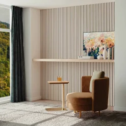 AICA Sanitaire Lot de 2 Panneaux Muraux Décoratifs Acoustiques Bois MDF 120x60cm chêne naturel AntiBruit, Facile à Poser