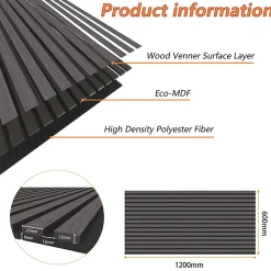 AICA Sanitaire Lot de 2 Panneaux Muraux Décoratifs Acoustiques Bois MDF 120x60cm Chêne grisé AntiBruit, Facile à Poser