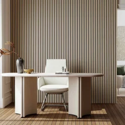 AICA Sanitaire Lot de 3 Panneaux Muraux Décoratifs Acoustiques Bois MDF 260x30cm Chêne clair AntiBruit, Facile à Poser