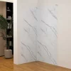 Lot de 2 panneaux muraux de douche effet blanc marbre mural aluminium avec 3 profiles - L.80 x L.120 x H.210 cm-facile à nettoyer-AICA Sanitaire Sale
