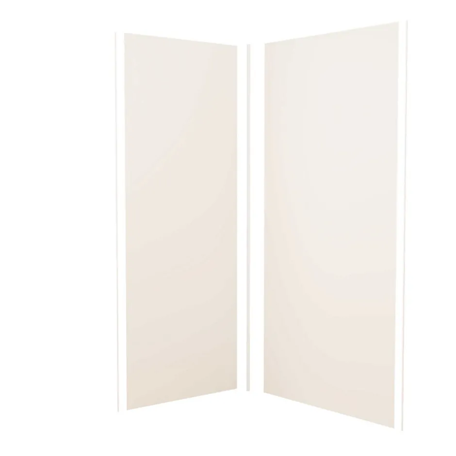 AICA Sanitaire Lot de 2 panneaux muraux de douche Ivoire mural aluminium avec 3 profiles - L.90 x L.100 x H.210 cm - Étanche,facile à nettoyer