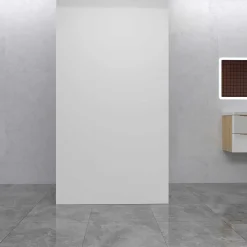 Lot de 2 panneaux muraux de douche Blanc en aluminium avec 1 profilés, L40xL80xH210 cm ,protection murale, antimoisissure-AICA Sanitaire Best