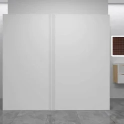 AICA Sanitaire Lot de 2 panneaux muraux de douche blanc mural aluminium avec 1 profile - L.100 x L.120 x H.210 cm - durable et facile à nettoyer