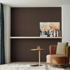 Lot de 2 Panneaux Muraux Décoratifs Acoustiques Bois MDF 120x60cm Noyer AntiBruit, Facile à Poser-AICA Sanitaire Clearance