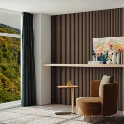 Lot de 2 Panneaux Muraux Décoratifs Acoustiques Bois MDF 120x60cm Noyer AntiBruit, Facile à Poser-AICA Sanitaire Clearance