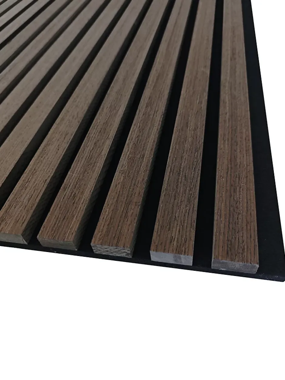 Lot de 2 Panneaux Muraux Décoratifs Acoustiques Bois MDF 240x60cm Noyer AntiBruit, Facile à Poser-AICA Sanitaire Discount