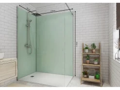 Lot de 2 panneaux muraux de douche vert clair en aluminium avec profilés - L90 x L120 x H210 cm - ITZIAR-Vente-unique Discount