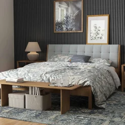 AICA Sanitaire Lot de 2 Panneaux Muraux Décoratifs Acoustiques Bois MDF 240x60cm Chêne grisé AntiBruit, Facile à Poser