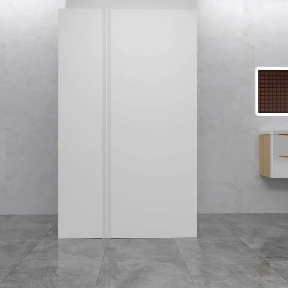 Lot de 2 panneaux muraux de douche Blanc en aluminium avec 1 profilés, L40xL100xH210 cm ,protection murale,antimoisissure-AICA Sanitaire Sale