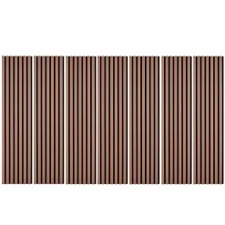 Decoon Lot de 7 Panneaux muraux tasseaux bois 120 x 30 x 1,9 cm - Pack tête de lit - Lamelles terracotta / feutrine noir - 2,52m²