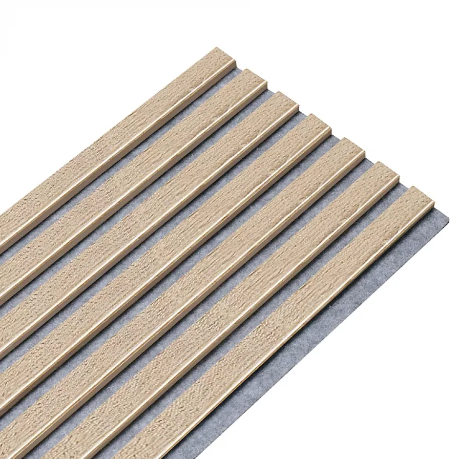 Lot de 7 Panneaux muraux tasseaux bois 120x30x1,9 cm - Pack tête de lit - Lamelles décor chêne / feutrine grise 2,52 m²-Decoon Hot
