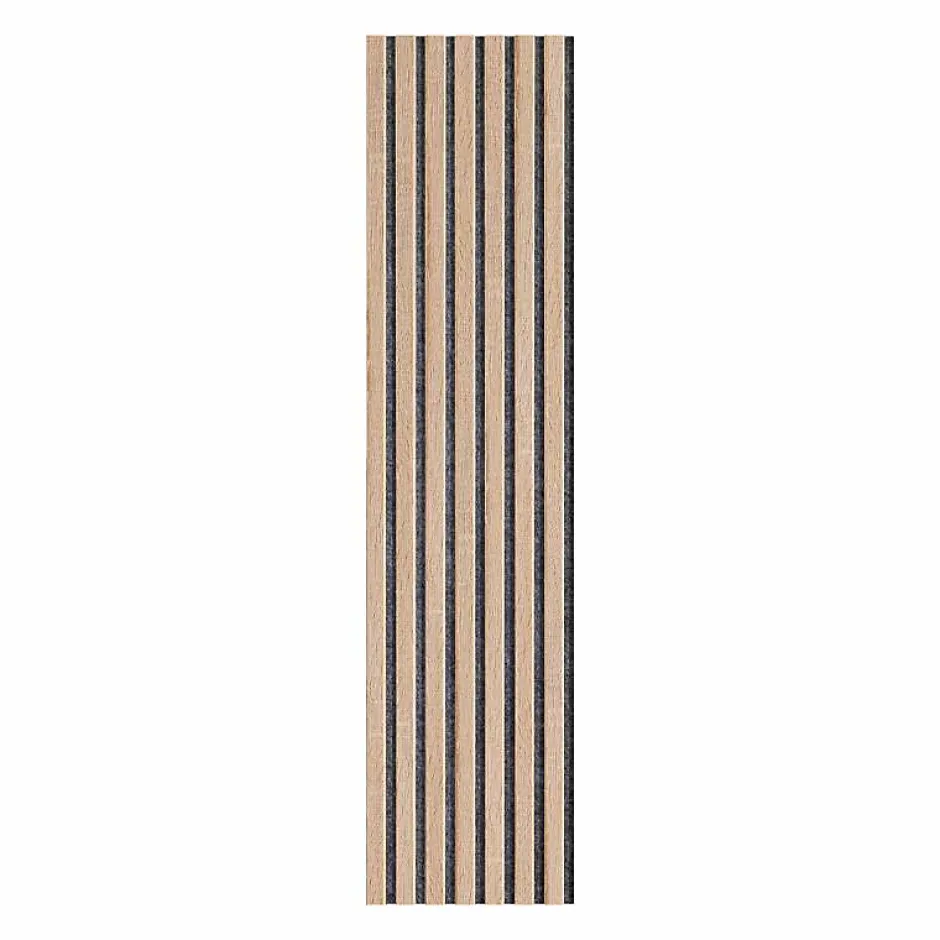 Lot de 7 Panneaux muraux tasseaux bois 120x30x1,9 cm - Pack tête de lit - Lamelles décor chêne / feutrine grise 2,52 m²-Decoon Hot