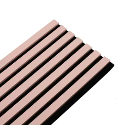 Decoon Lot de 7 Panneaux muraux tasseaux bois 120 x 30 x 1,9 cm - Pack tête de lit - Lamelles rose pastel / feutrine noir - 2,52m²