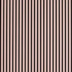 Decoon Lot de 7 Panneaux muraux tasseaux bois 120 x 30 x 1,9 cm - Pack tête de lit - Lamelles rose pastel / feutrine noir - 2,52m²