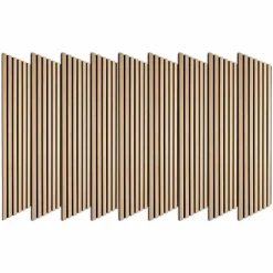 Decoon Lot de 9 Panneaux muraux tasseaux bois 120x30x1 cm - Pack tête de lit 200 - Lamelles chêne clair véritable fond noir 3,24 m²