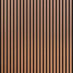 Decoon Lot de 7 Panneaux muraux tasseaux bois 120 x 30 x 1,9 cm - Pack tête de lit - Lamelles rose gold / feutrine noir - 2,52m²