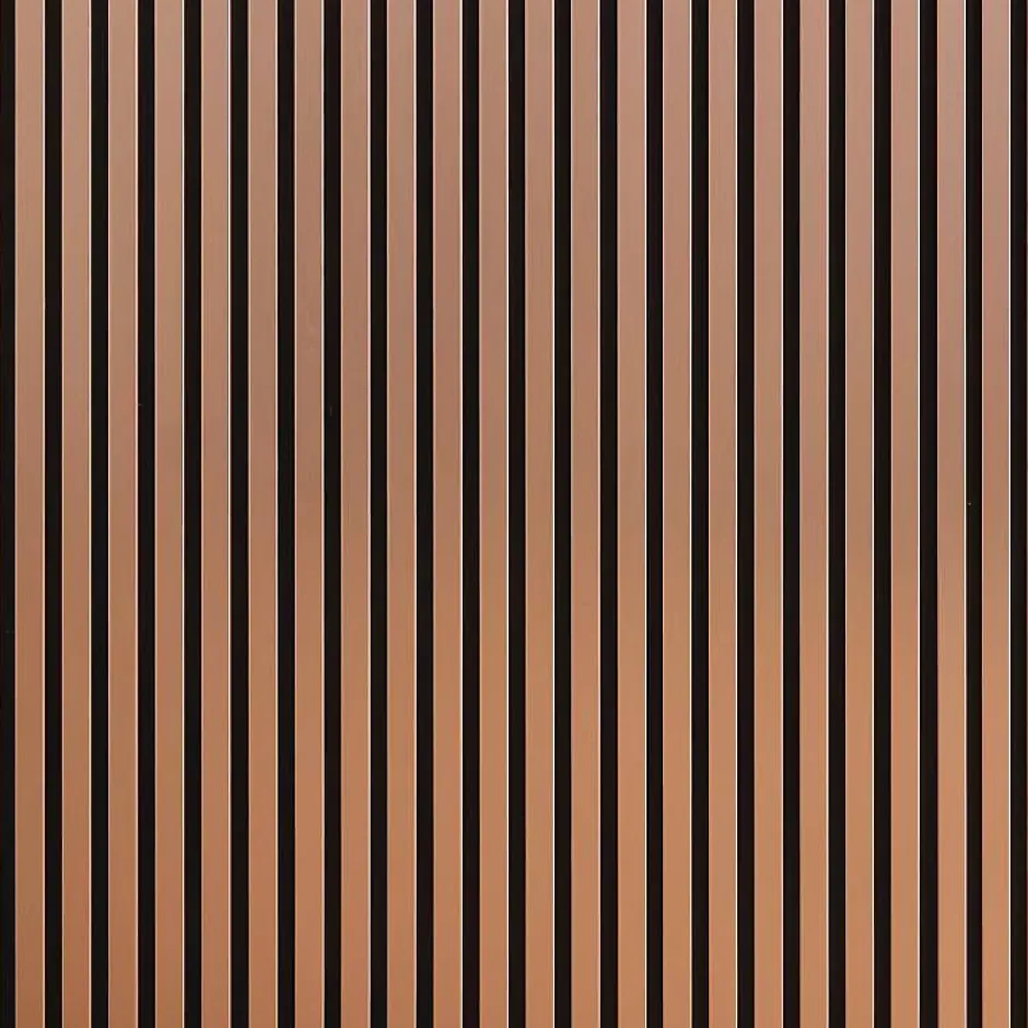 Decoon Lot de 7 Panneaux muraux tasseaux bois 120 x 30 x 1,9 cm - Pack tête de lit - Lamelles rose gold / feutrine noir - 2,52m²