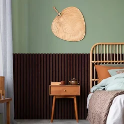 Lot de 7 Panneaux muraux tasseaux bois 120x30x1,9 cm - Pack tête de lit - Lamelles décor chêne foncé / feutrine noir - 2,52m²-Decoon Best