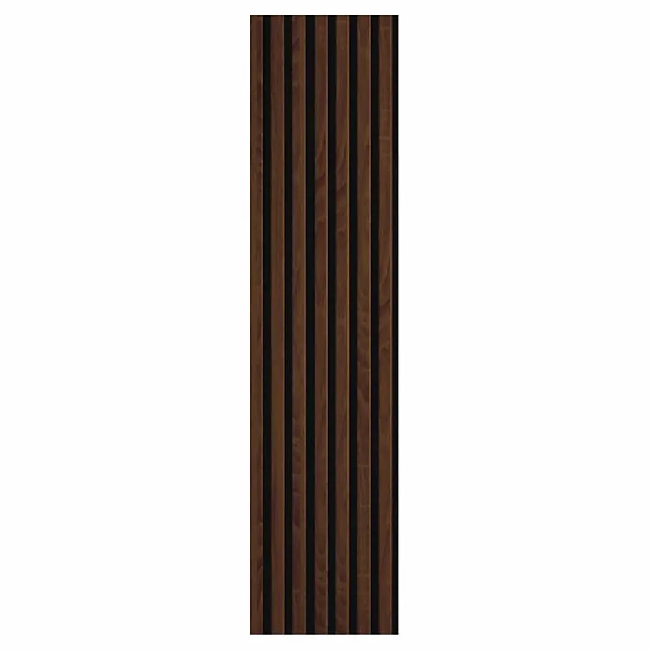 Lot de 7 Panneaux muraux tasseaux bois 120x30x1,9 cm - Pack tête de lit - Lamelles décor chêne foncé / feutrine noir - 2,52m²-Decoon Best