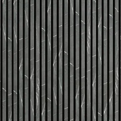Decoon Lot de 7 Panneaux muraux tasseaux bois 120 x 30 x 1,9 cm - Tête de lit - Lamelles décor marbre noir / feutrine noir - 2,52m²