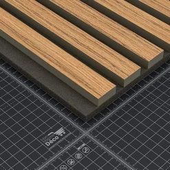 Mon Marché Déco Lot de 2 Panneaux Tasseaux Bois - Teck Thaï Feutre Noir - 3 m², 2500 x 600 mm,