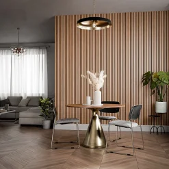 Mon Marché Déco Lot de 2 Panneaux Tasseaux Bois - Teck Thaï Feutre Noir - 3 m², 2500 x 600 mm,