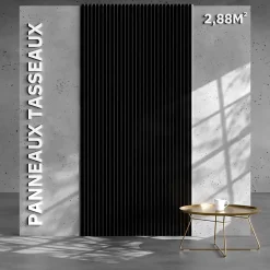 Lot de 2 Panneaux Tasseaux Bois - Noir Feutre Blanc - 2,88 m², 2500 x 600 mm,-Mon Marché Déco Best