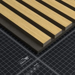 Lot de 2 Panneaux Tasseaux Bois - Chêne Feutre Noir - 3 m², 2500 x 600 mm,-Mon Marché Déco Hot