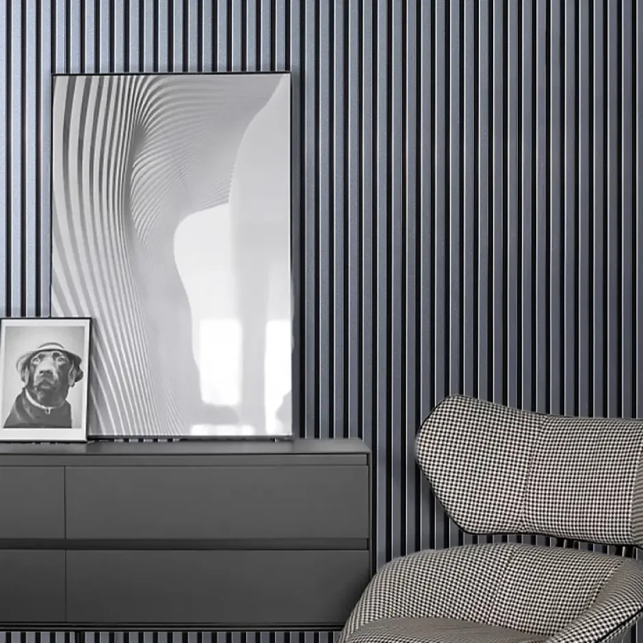 Decoon Lot de 4 Panneaux tasseaux bois 250 x 30 x 1,9 cm - alu/feutrine noir - 3m²