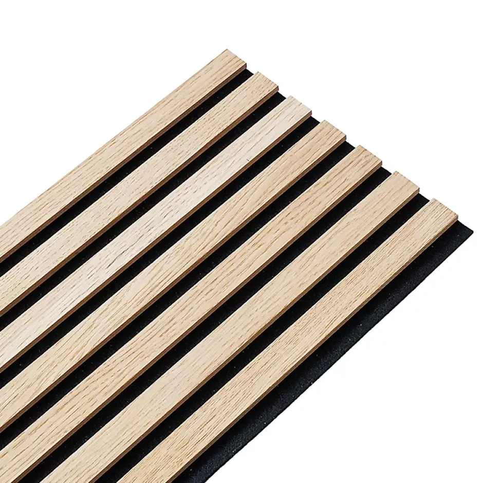 Decoon Lot de 5 panneaux tasseaux bois 250x30x1 cm - Pack Mur TV bois 150cm - Lamelles chêne clair véritable fond noir - 3,75m²