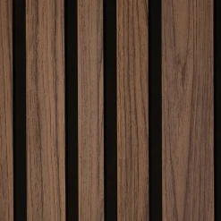 Forestea Lot de 2 Panneaux tasseaux acoustic asymétrique lamelles MDF noyer naturel sur fond noir 2600 x 300 x 17 mm -